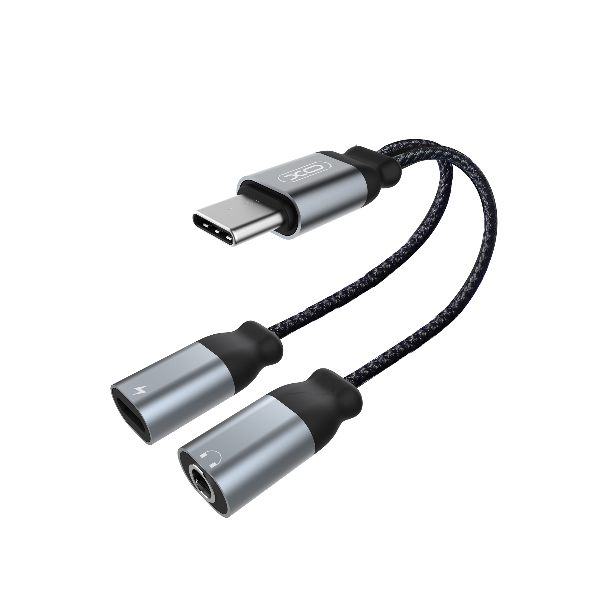 Adapter USB Typ-C - Jack 3.5 mm + USB Typ-C - czarny