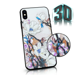 Nakładka FLOWERS 3D Samsung A30 (A305) biała