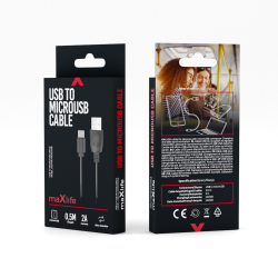 Kabel USB micro 0.5m czarny Maxlife 2A
