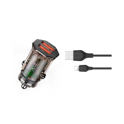 Ładowarka samochodowa 2xUSB 2.4A + kabel iPhone Lightning XO CC49 dymiona