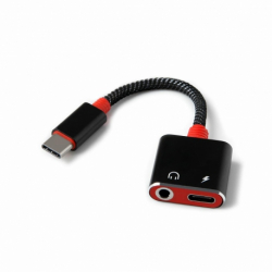 Adapter Audio/HF Typ C / ładowanie USB C + wtyczka jack 3.5mm Reverse czarny