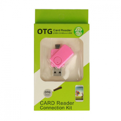 Czytnik kart OTG różowy USB / micro USB / Micro SD