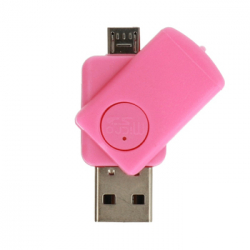 Czytnik kart OTG różowy USB / micro USB / Micro SD