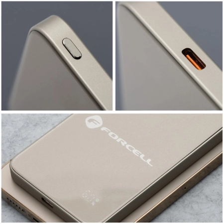 POWER BANK 5000 FORCELL F-Energy F5K8 15W PD QC 4.0 MagSafe tytanowy pustynny SuperSlim