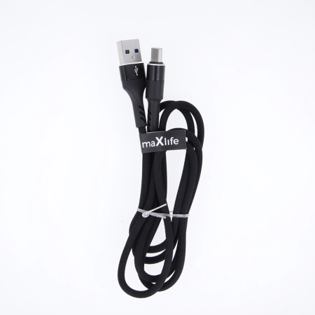 Kabel USB TYP C 1m czarny nylon Maxlife MXUC-01 2A