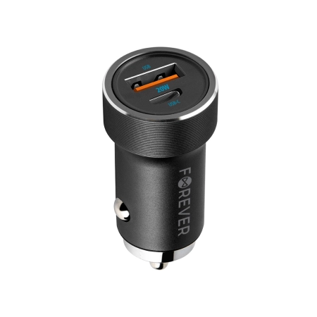 Ładowarka samochodowa USB-C PD + 1xUSB QC 3.0 20W Forever CC-06 czarna