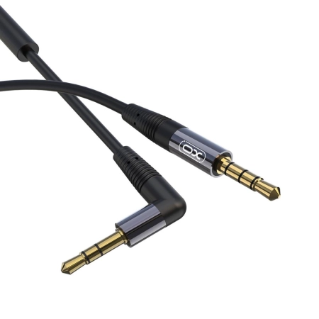 Kabel AUX Jack 3,5mm 1m czarny XO NB-R205 kątowy