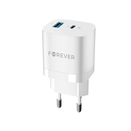 Ładowarka sieciowa USB-C PD 33W + 1xUSB 3.0 QC FOREVER TC-05 GaN biała