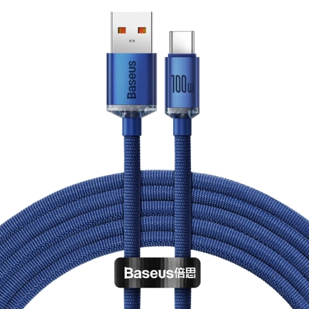 Kabel USB TYP C 2m niebieski Crystal Shine Baseus 100W