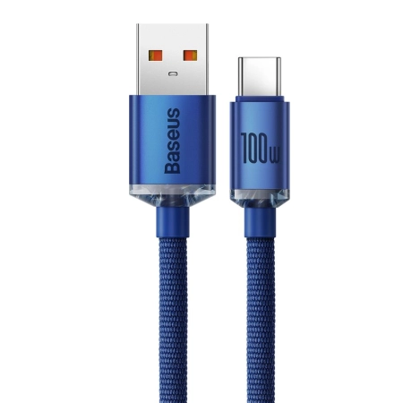 Kabel USB TYP C 2m niebieski Crystal Shine Baseus 100W