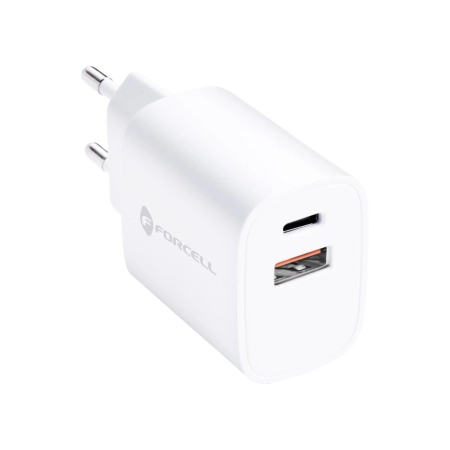 Ładowarka sieciowa USB-C PD 30W + 1xUSB QC 4.0 Forcell biała