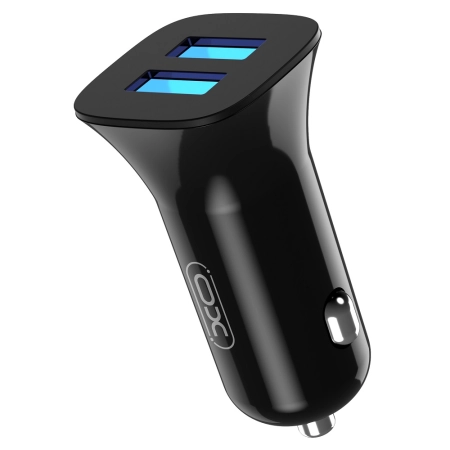 Ładowarka samochodowa 2xUSB 2.4A + kabel TYP C XO TZ10 czarna