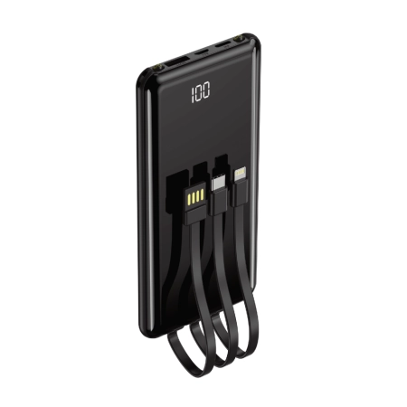 POWER BANK 10000 Setty PB-WK-101 z kablami czarny