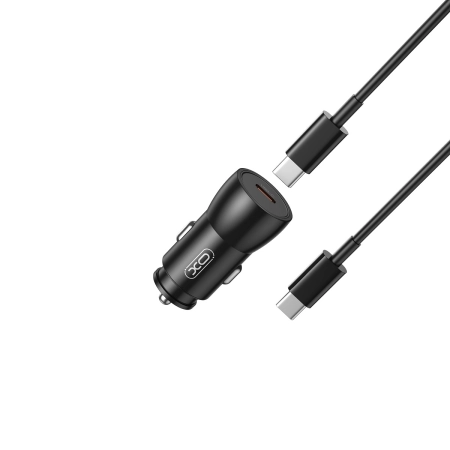 Ładowarka samochodowa USB-C PD 25W + kabel Typ C -Typ C XO CC57 czarna