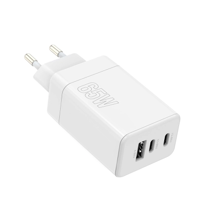 Ładowarka sieciowa 2xUSB-C PD 65W + 1xUSB 3.0 QC Maxlife MXTC-08-65ACC biała
