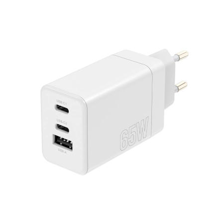 Ładowarka sieciowa 2xUSB-C PD 65W + 1xUSB 3.0 QC Maxlife MXTC-08-65ACC biała