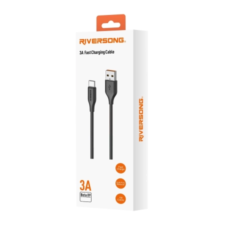 Kabel USB iPhone Lightning 1m czarny Riversong Beta 09 CL85 3A