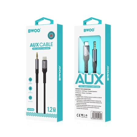 Kabel AUX Jack 3,5mm - Lightning 1m czarny BWOO BO-AUX066