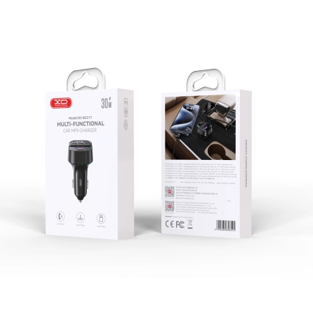 Transmiter FM BT 1xUSB 30W + USB-C XO-BCC17 + kabel TYP C - TYP C czarny