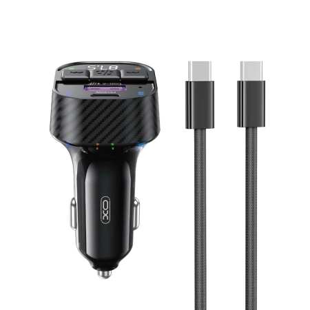 Transmiter FM BT 1xUSB 30W + USB-C XO-BCC17 + kabel TYP C - TYP C czarny
