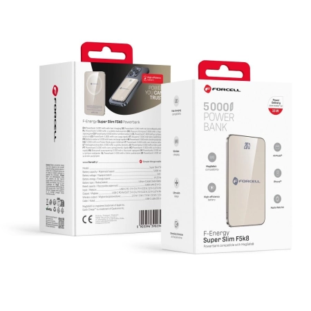POWER BANK 5000 FORCELL F-Energy F5K8 15W PD QC 4.0 MagSafe tytanowy pustynny SuperSlim