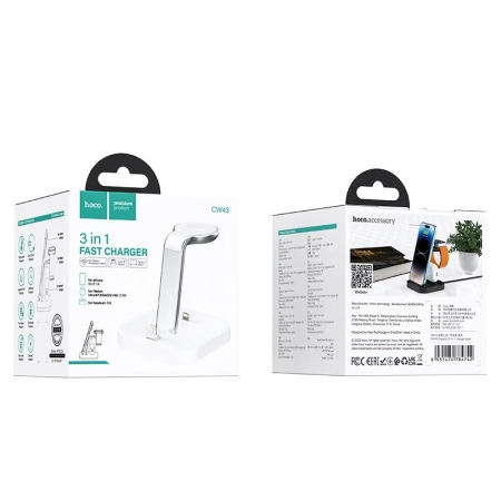 Ładowarka Indukcyjna 3w1 Hoco CW43 15W biała