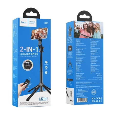 Uchwyt selfie BT HOCO K21 + tripod 1.37m czarny