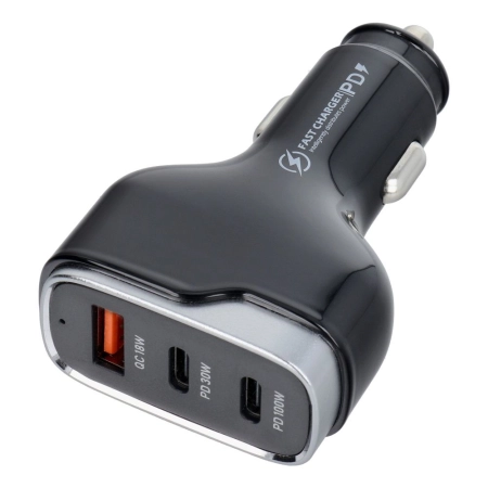 Ładowarka samochodowa 2xUSB-C PD + 1xUSB QC 3.0 138W CC53-2C1A czarna