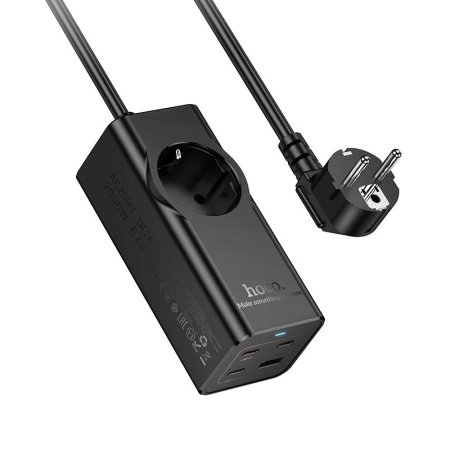 Listwa zasilająca 1 gniazdo + USB + 3x USB-C PD QC3.0 67W 2m Hoco NS9