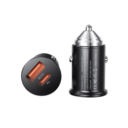 Ładowarka samochodowa USB-C PD + USB QC 3.0 45W XO-CC43 czarna