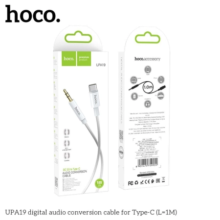 Kabel AUX Jack 3,5mm - TYP C 1m HOCO UPA19 srebrny