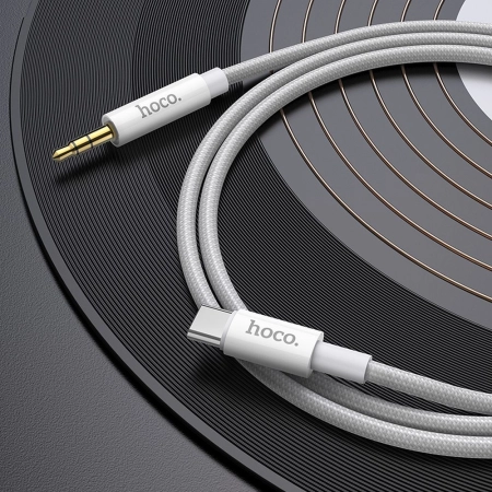 Kabel AUX Jack 3,5mm - TYP C 1m HOCO UPA19 srebrny