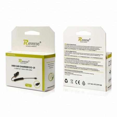 Ładowarka samochodowa MICRO USB 2.1A Reverse CC-21 + 1xUSB