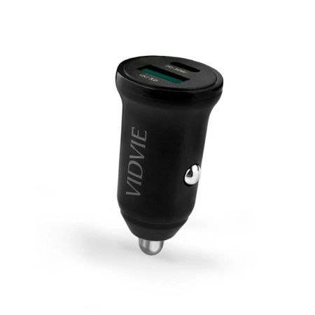 Ładowarka samochodowa USB-C PD + 1xUSB QC 3.0 30W Vidvie CC532 czarna