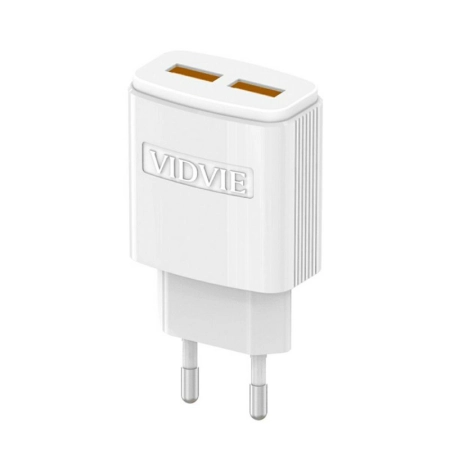Ładowarka sieciowa 2XUSB 2.4A + kabel micro VIDVIE PLE245 biała