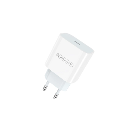 Ładowarka sieciowa USB-C PD 20W JELLICO AK180 biała + kabel Typ C - Typ C biała