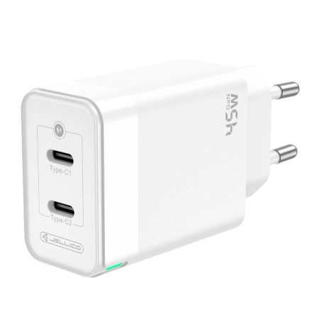 Ładowarka sieciowa 2xUSB-C PD 45W JELLICO G106 biała