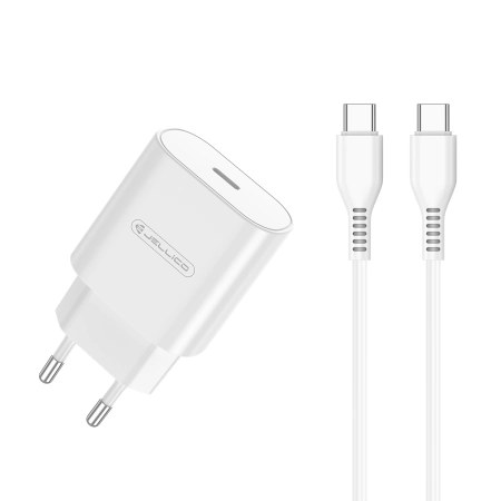 Ładowarka sieciowa USB-C PD 25W + kabel Typ C - Typ C JELLICO C35 biała