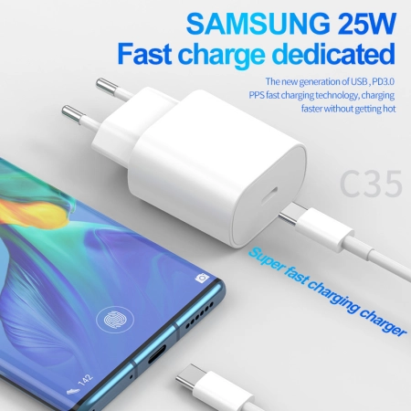 Ładowarka sieciowa USB-C PD 25W + kabel Typ C - Typ C JELLICO C35 biała