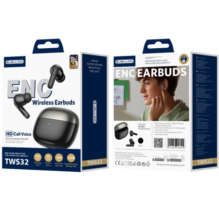 Słuchawki Bluetooth TWS (ENC) JELLICO TWS32 czarne