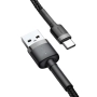 Kabel USB TYP C 2m czarno-szary Baseus Cafule 2A