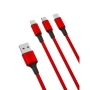 Kabel USB 3w1 Micro/iPhone/TYP-C 1.2m XO NB173 2.4A czerwony