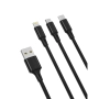 Kabel USB 3w1 Micro/iPhone/TYP-C 1.2m XO NB173 2.4A czarny