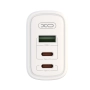 Ładowarka sieciowa 2xUSB-C PD 65W + USB XO CE04 biała