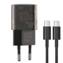 Ładowarka sieciowa USB-C PD 30W + 1xUSB 3.0 QC + kabel Typ C-Typ C XO CE05 dymiona