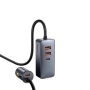 Ładowarka samochodowa 2xUSB + 2xTYP C z kablem Baseus CCBT 120W szara