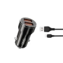 Ładowarka samochodowa 2xUSB 2.4A + kabel TYP-C XO CC48 czarna
