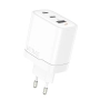 Ładowarka sieciowa 2xUSB-C PD 60W GaN +1xUSB QC3.0 Vidvie PLE266 biała